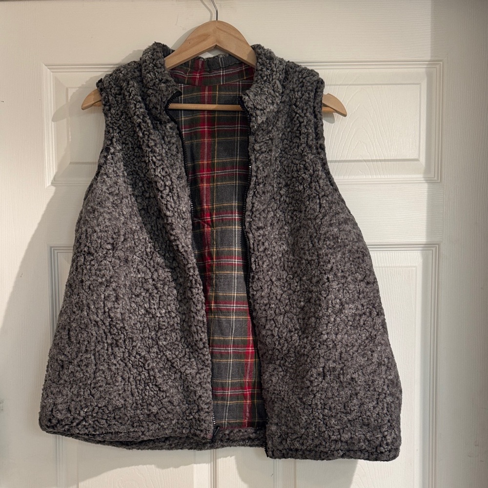 Maurices Reversible Sherpa and plaid Vest